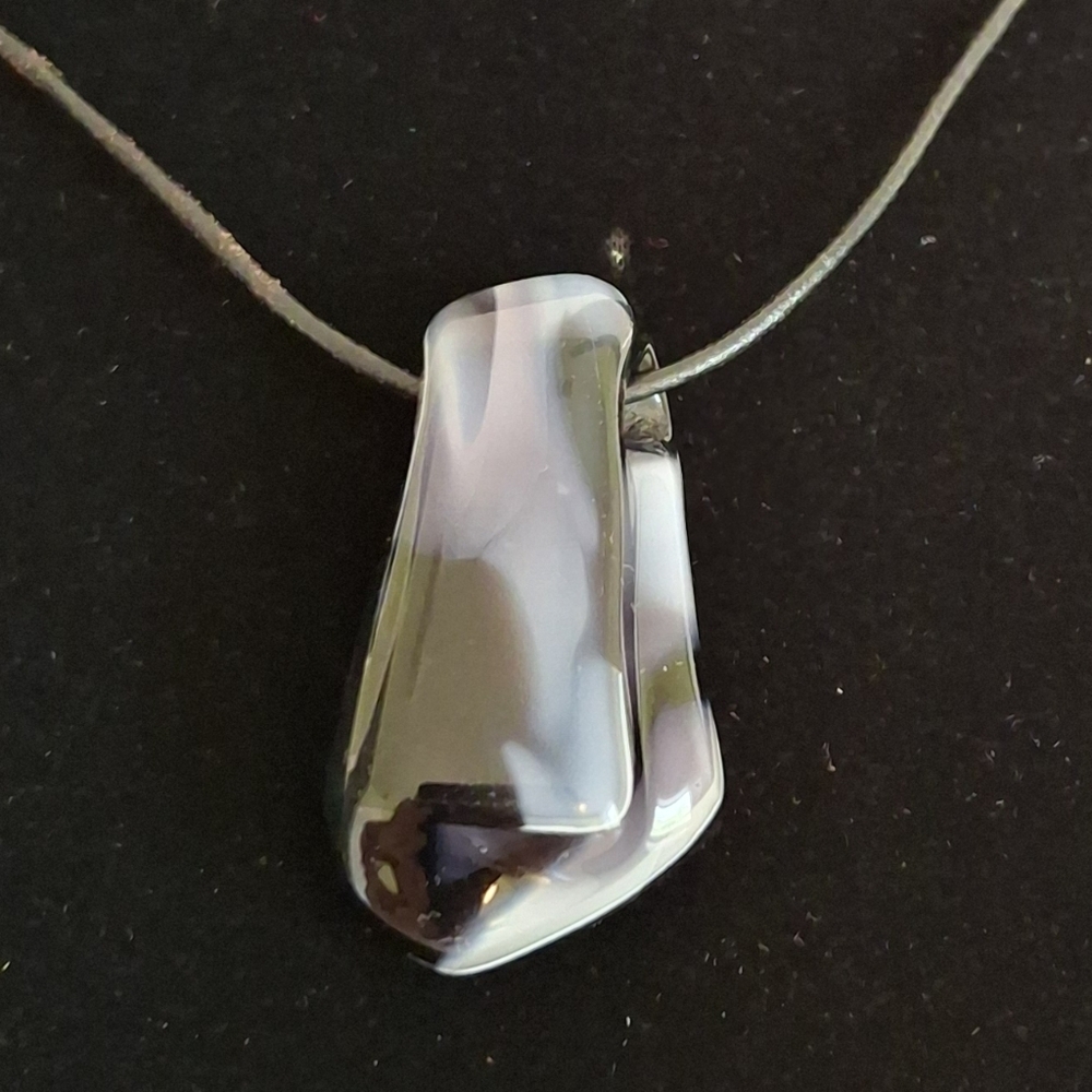 Black and White Glass Pendant Necklace